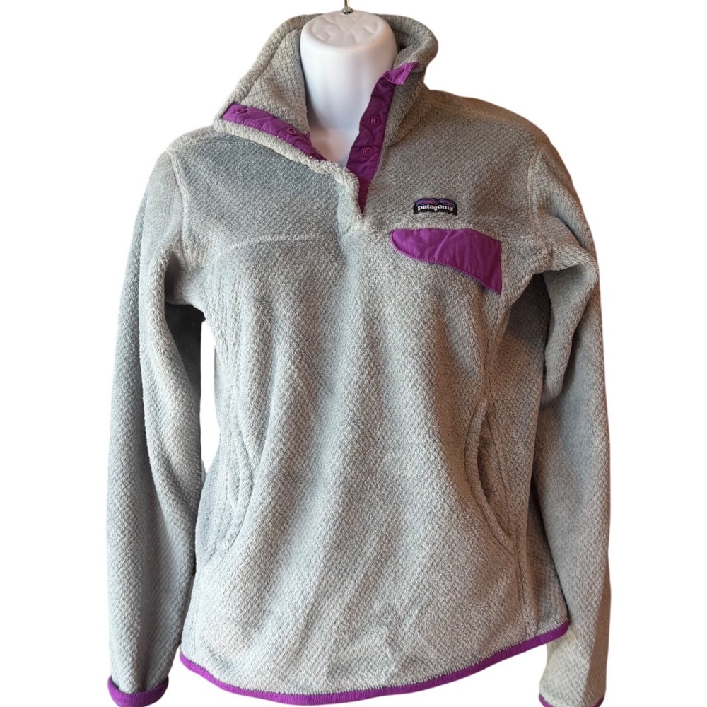 Patagonia Re-Tool Snap-T Fleece Pullover Gray Purple Women's Size Small